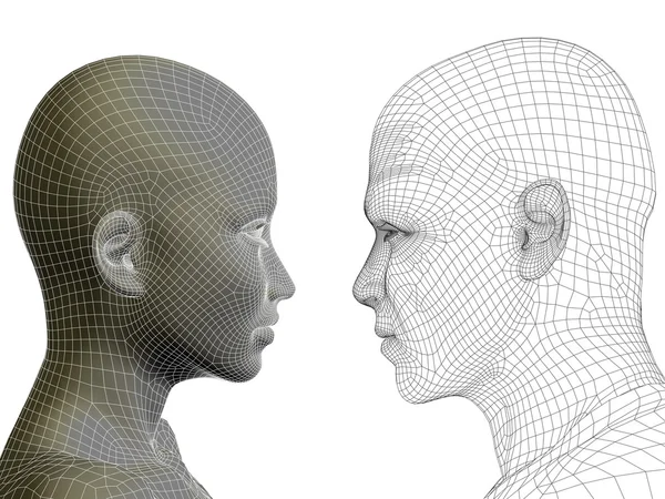 Concepto de alta resolución o cabezal conceptual 3D para hombre o mujer aislado sobre fondo — Foto de Stock
