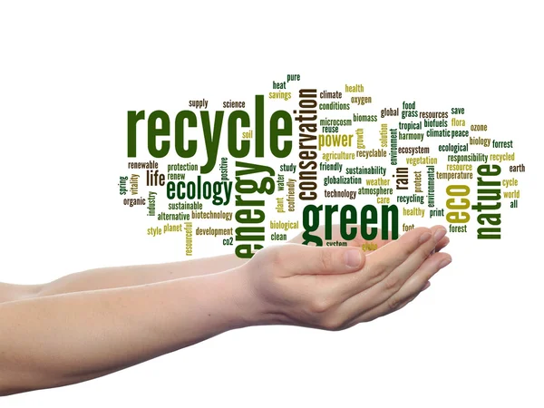 Ecologia reciclar, conservação nuvem de palavras — Fotografia de Stock