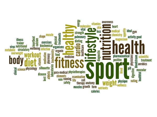 Sport és egészség szó felhő — Stock Fotó