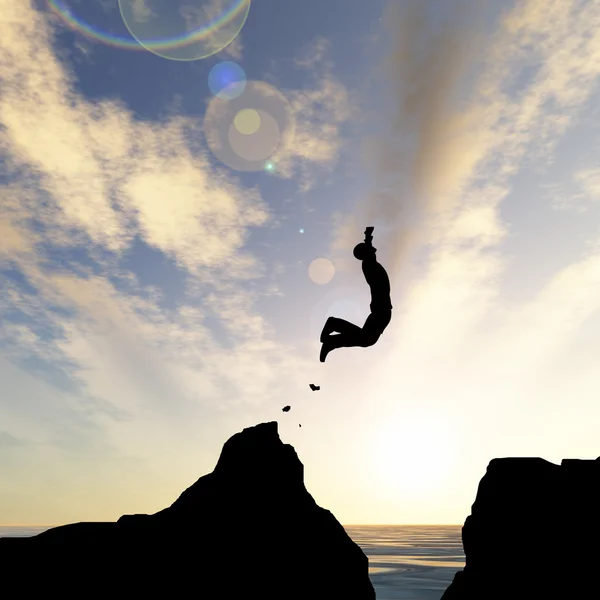 Businessman silhouette jumps — Stock Photo, Image