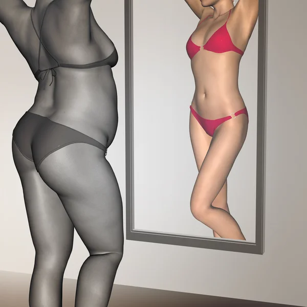 Übergewicht gegen gesunde, schlanke Frau — Stockfoto