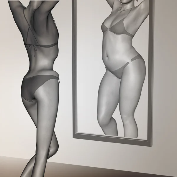 Sovrappeso vs in forma femminile sana — Foto Stock