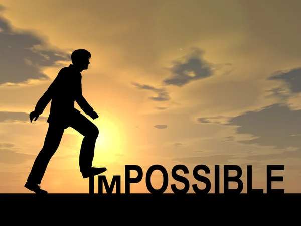 Empresario caminar sobre la palabra imposible — Foto de Stock