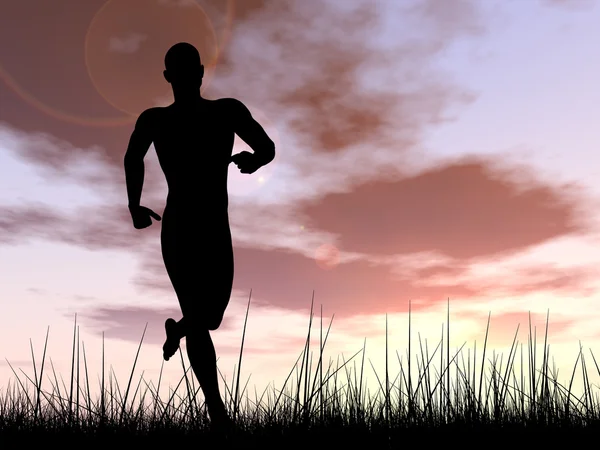 Black silhouette running — Stock Photo, Image