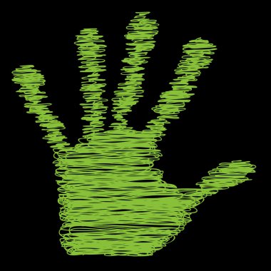 Yazdırma kavramsal boyalı çizim el şekli veya karalama siyah kağıt arka plan üzerinde izole