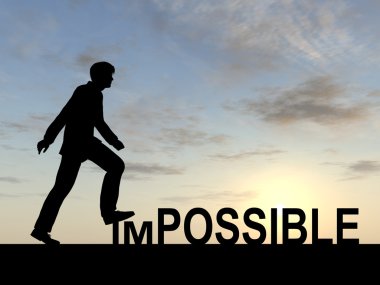 İmkansız metnin üzerinde adım siluet