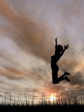 kadın silueti atlama