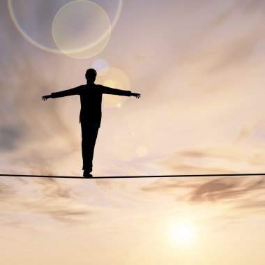 adam siluet dengede yürüyüş kriz