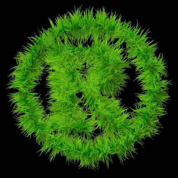 Concept or conceptual green grass, eco orecology symbol font, part of a set or collection isolated on black background — Stock Photo, Image