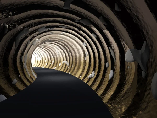 概念或概念的黑暗的抽象路隧道与结束背景明亮的光线 — 图库照片