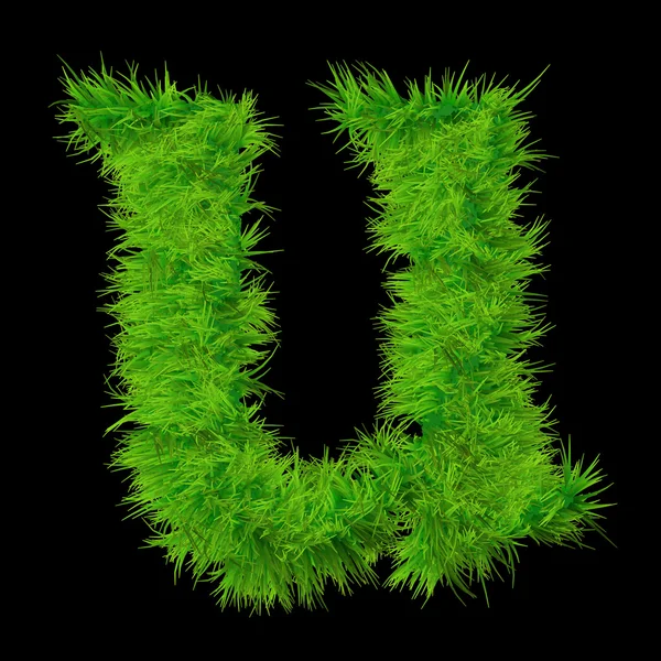 Концепция или концептуальная зеленая трава, экологический шрифт, часть набора или коллекции изолированы на черном фоне — стоковое фото