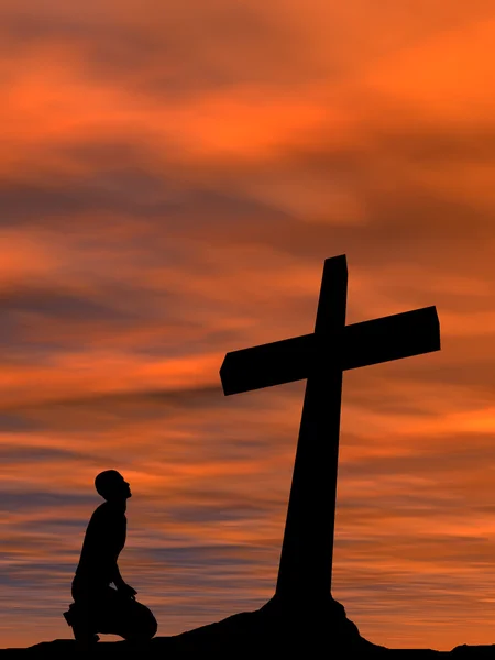 Religion symbol man silhouette — Stock Photo, Image