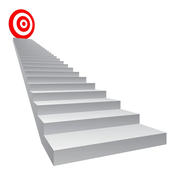 Concepto conceptual 3d escalera de subida a líder, jefe o promoción en la parte superior blanco rojo aislado sobre fondo blanco — Foto de Stock