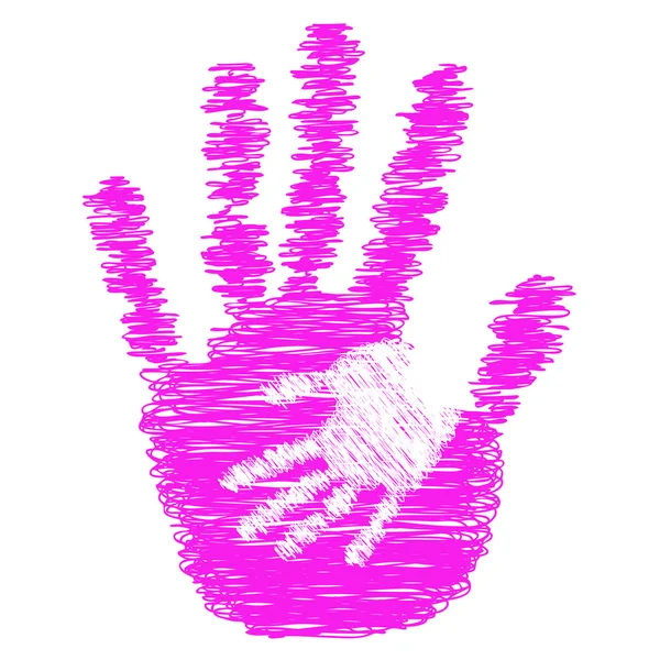 Концепція або концептуальний милий малюнок рожевої фарби руки матері та дитини ізольовані на білому тлі — стокове фото