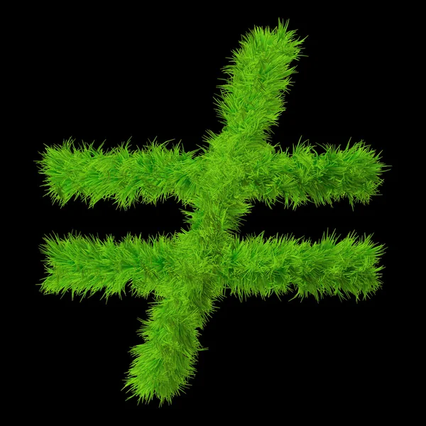 Concept or conceptual green grass, eco orecology symbol font, part of a set or collection isolated on black background — Stockfoto