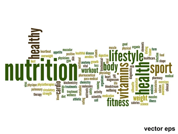 Nutricional salud palabras nube — Vector de stock