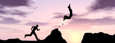 İşadamları siluetleri atlama