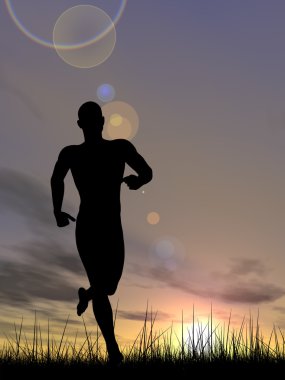 Çalışan adam siyah siluet