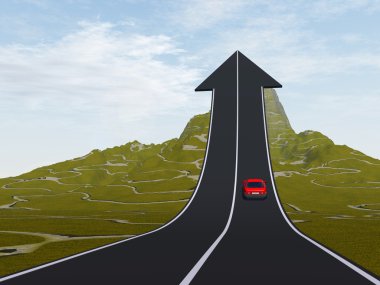 Yukarı ok yolda araba