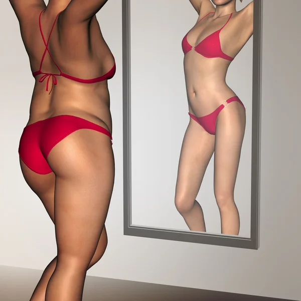 Overweight vs fit healthy woman — Stock Photo, Image