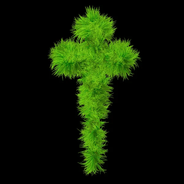 Concept or conceptual green grass, eco orecology symbol font, part of a set or collection isolated on black background — Stock Fotó