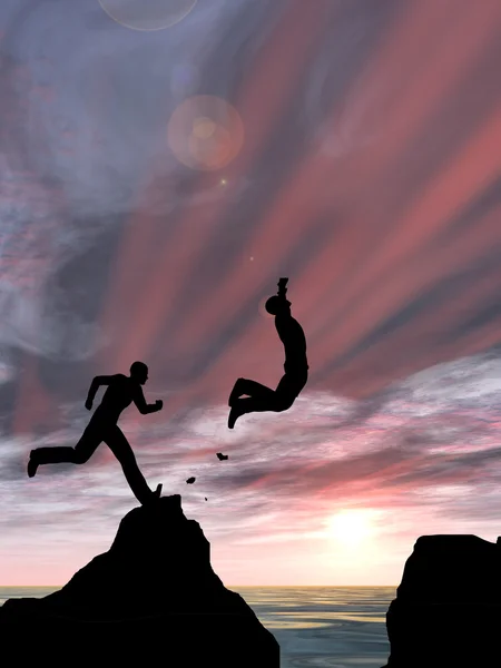 Businessmen silhouette jump — Stock Photo, Image