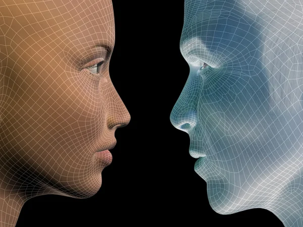 Concepto de alta resolución o cabezal conceptual 3D para hombre o mujer aislado sobre fondo — Foto de Stock