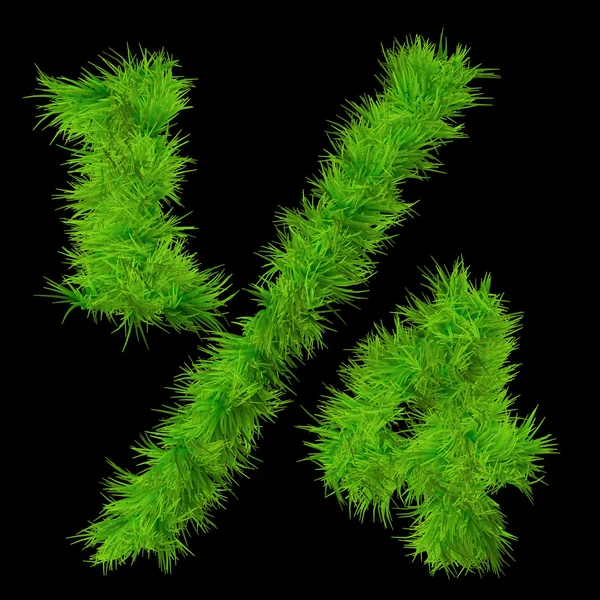 Concept or conceptual green grass, eco orecology symbol font, part of a set or collection isolated on black background — Stock Fotó