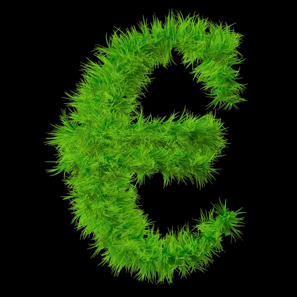 Concept or conceptual green grass, eco orecology symbol font, part of a set or collection isolated on black background — Stok fotoğraf