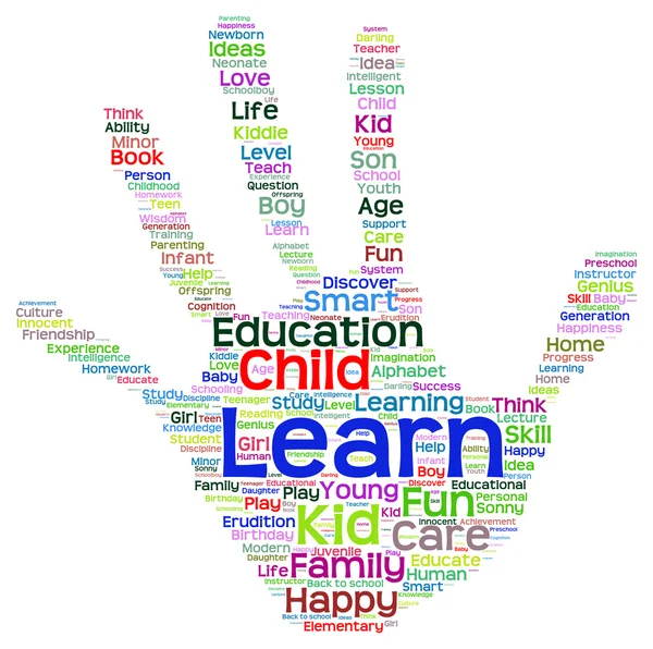 Onderwijs abstracte hand afdrukken word cloud — Stockfoto