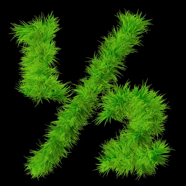 Concept or conceptual green grass, eco orecology symbol font, part of a set or collection isolated on black background — Stock Fotó