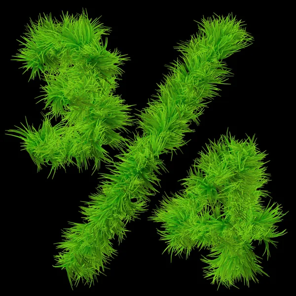 Concept or conceptual green grass, eco orecology symbol font, part of a set or collection isolated on black background — Stockfoto