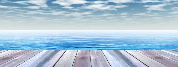 Wooden deck on coast — Stock Photo, Image