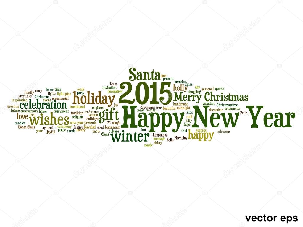 Conceptual Happy New Year 2015 words cloud on white background — Vector by design36