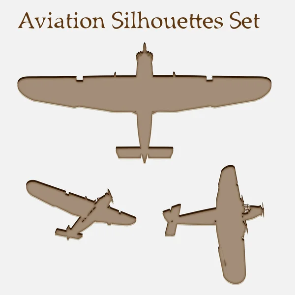 A set of brown planes or airplanes flying isolated on beige background — Stock Photo, Image