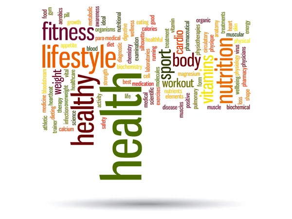 Koncept nebo konceptuální abstraktní zdraví dieta nebo sportovní slovo mrak nebo wordcloud na bílém pozadí — Stock fotografie