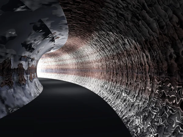 Conceito ou conceito escuro túnel de estrada abstrato com luz brilhante no fundo final — Fotografia de Stock