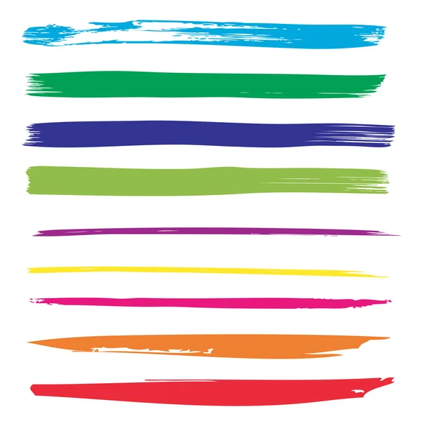 Grande collezione o set di pennellate artistiche colorate multicolore fatte a mano pennellate creative isolate su sfondo bianco — Foto Stock