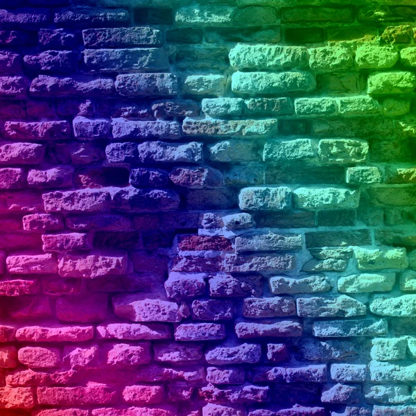 Concept or conceptual colorful painted or old vintage grungy brick wall texture or urban background — Stock Photo, Image
