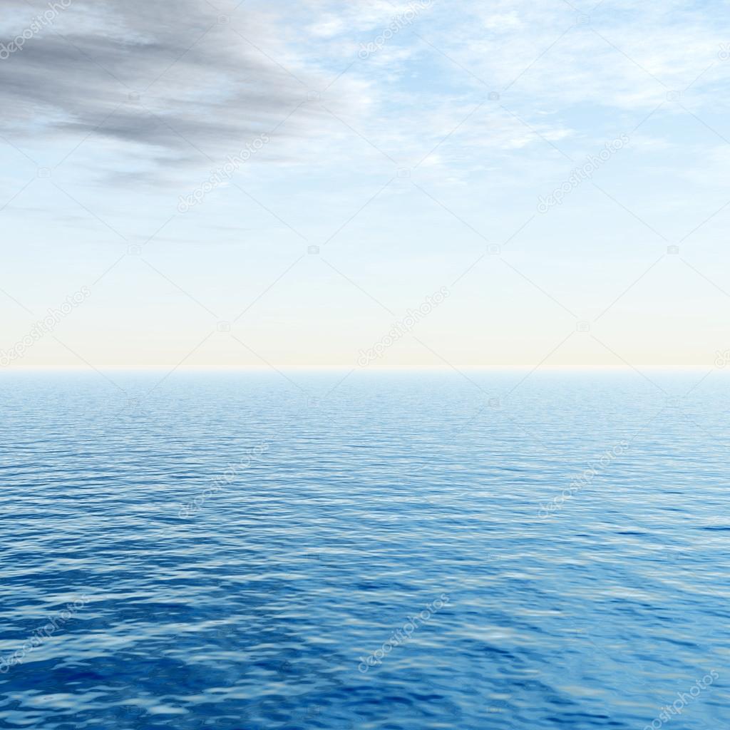 Concept or conceptual sea or ocean water waves and sky cloudscape exotic or paradise background