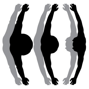 Kavram ya da kavramsal 3d şişman kilolu vs ince beyaz arka plan üzerinde genç adam siluet izole kas ile diyet uygun