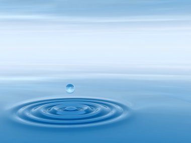 Kavram ya da kavramsal mavi sıvı damla su ripples ve dalgalar arka plan ile düşüyor