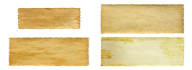 Kavramsal eski vintage kirli ya da eski kağıt arka plan ayarlamak veya beyaz arka plan üzerinde izole koleksiyonu