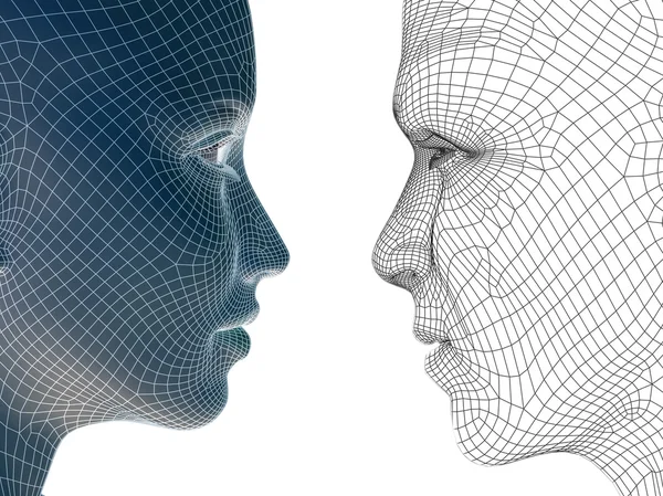 Concepto de alta resolución o cabezal conceptual 3D para hombre o mujer aislado sobre fondo —  Fotos de Stock