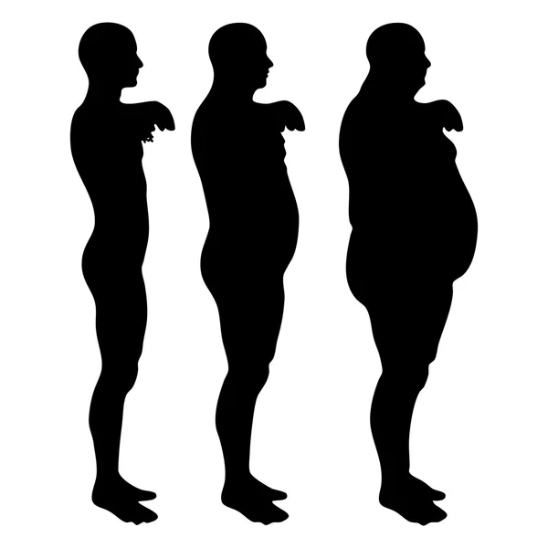 Концепция или концептуальные 3D жир лишний вес против стройный диета с мышцами молодой человек силуэт изолирован на белом фоне — стоковое фото