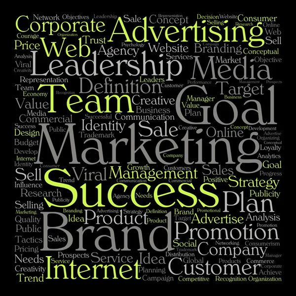 Concept or conceptual leadership marketing or business text word cloud isolated on background — Stock Photo, Image