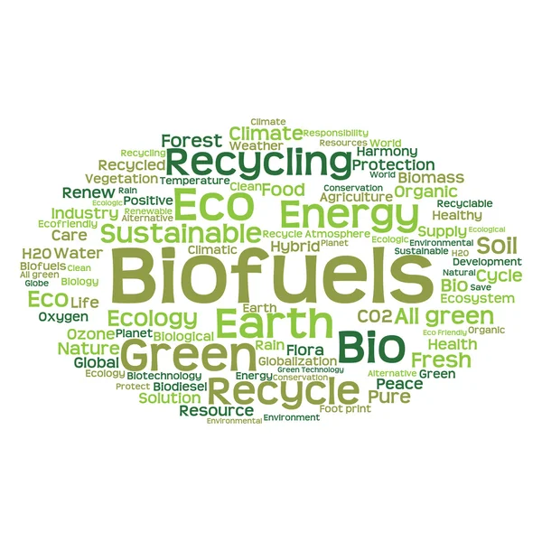 Hög upplösning koncept eller begreppsmässig abstrakt grön ekologi och bevarande word cloud text på vit bakgrund — Stockfoto