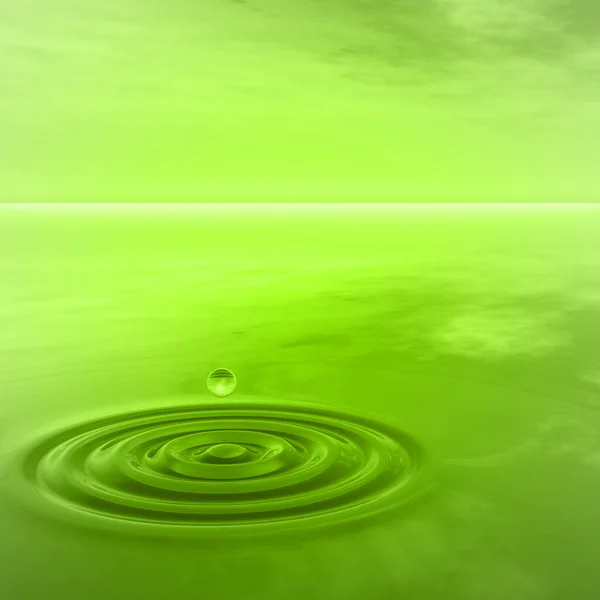 Έννοια ή εννοιολογική πέφτει στο νερό με τα κύματα και κυματισμοί φόντο πράσινο υγρό σταγόνα — Φωτογραφία Αρχείου
