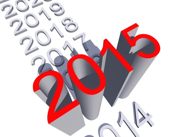 Conceptual 3D red 2015 new year text standing out of the crowd isolated on white background — Φωτογραφία Αρχείου