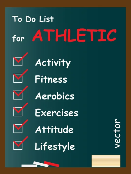 Athletic to do list on blackboard — Stock Vector